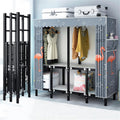 Portable Wardrobe Closet,Foldable Wardrobe with Cover Heavy Duty Portable Closets,Hanging Clothes,Large Folding Covered Clothing Racks Armoires Covered Metal Garment Rack(130cm)