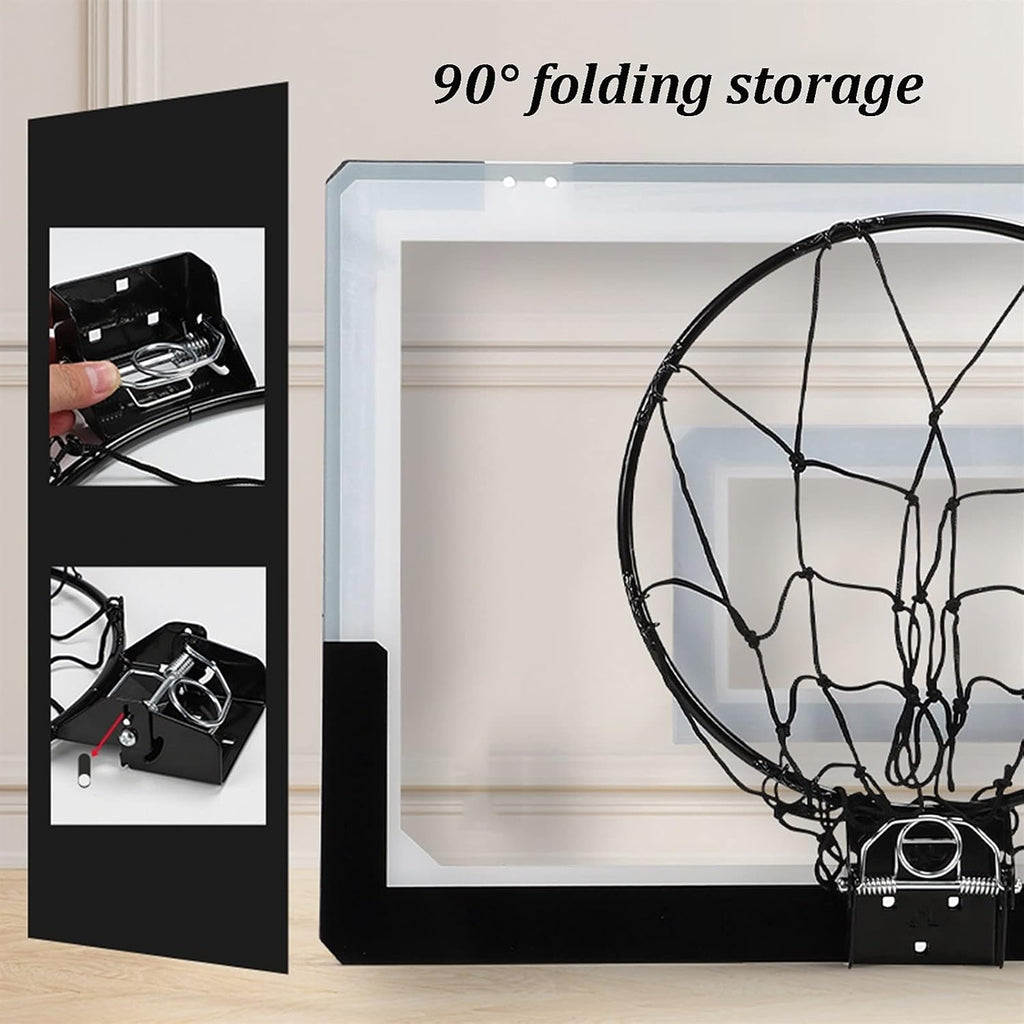 Basketball Rim The Wall-Mounted Basketball Hoop Can Be Folded for Storage, Children's Mini Outdoor Basketball Board (Color : Red, Size : 59x40.5cm)