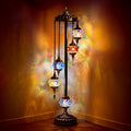 Hortsun Turkish Lamp Moroccan Floor Lamp Handmade Globe Living Floor Lighting Bohemia Standing Lighting for Decorative Home Designs(Floor,5 Globes Style)