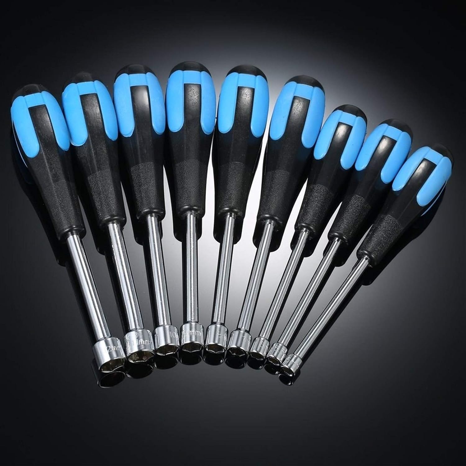 Stainless Steel Screwdriver, Magnetic Screwdriver,9pcs Screwdriver Set Hollow Shaft Nut Driver Set, Metric Sizes Hex Bit Sockets Professional Tool for 5mm/5.5mm/6mm/7mm/8mm/9mm/10mm/11mm/12mm