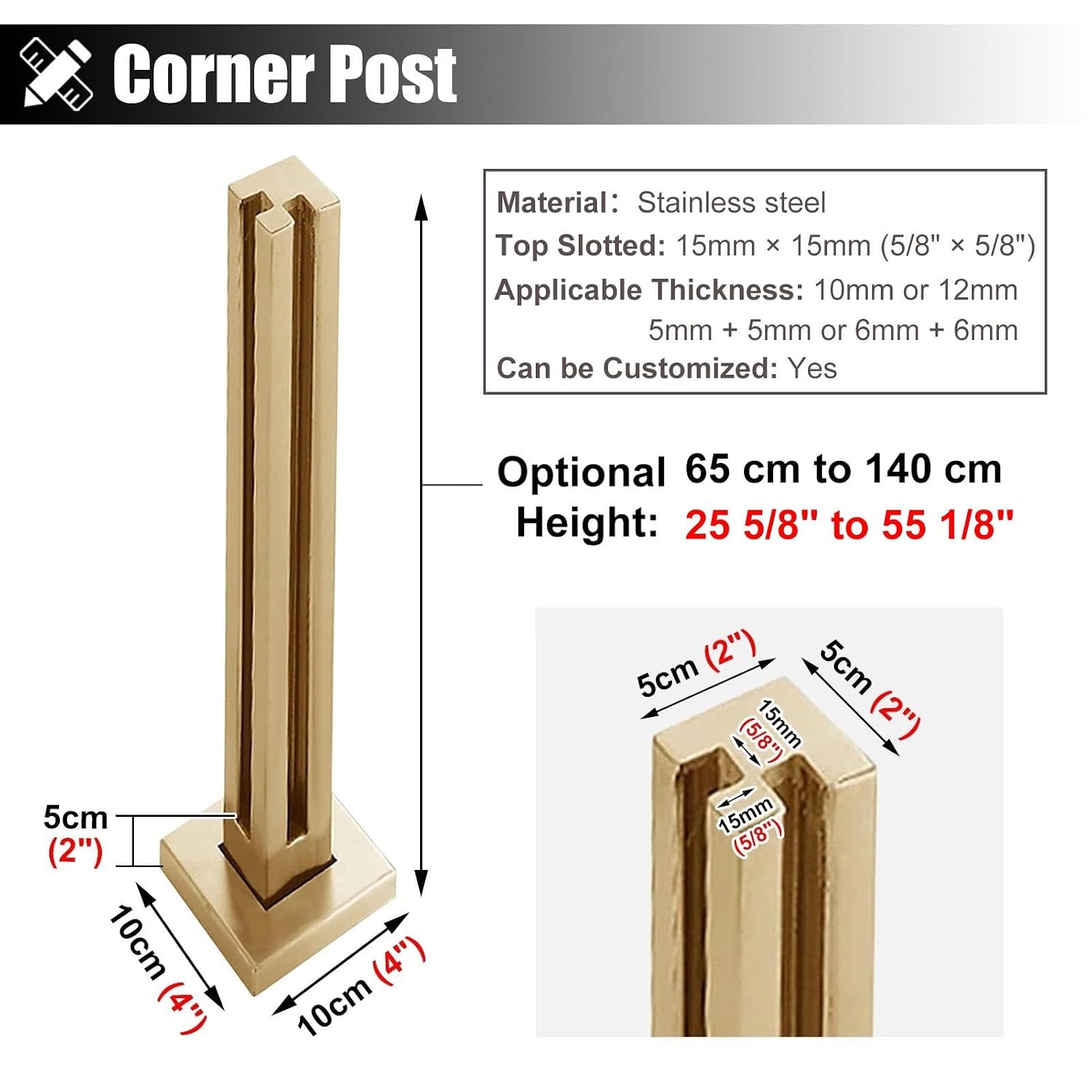 Balustrade Posts Gold Corner Post