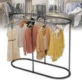 Heavy Duty Oval Garment Rack, Floor Commercial Retail Clothing Rack for Clothes Storage, Iron Multi-Functional Bedroom Clothing Rack, for Boutiques Display, Hallway Entryway,Black