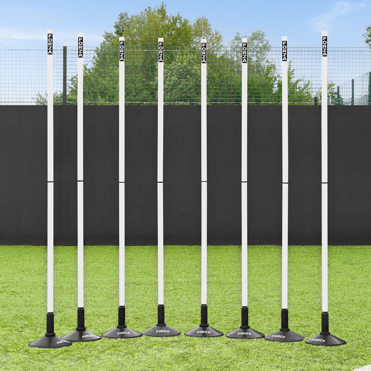 FORZA Slalom Agility Poles | Improve Endurance, Speed & Footwork | Color, Size & Rubber Base Options Available [8 Pack]