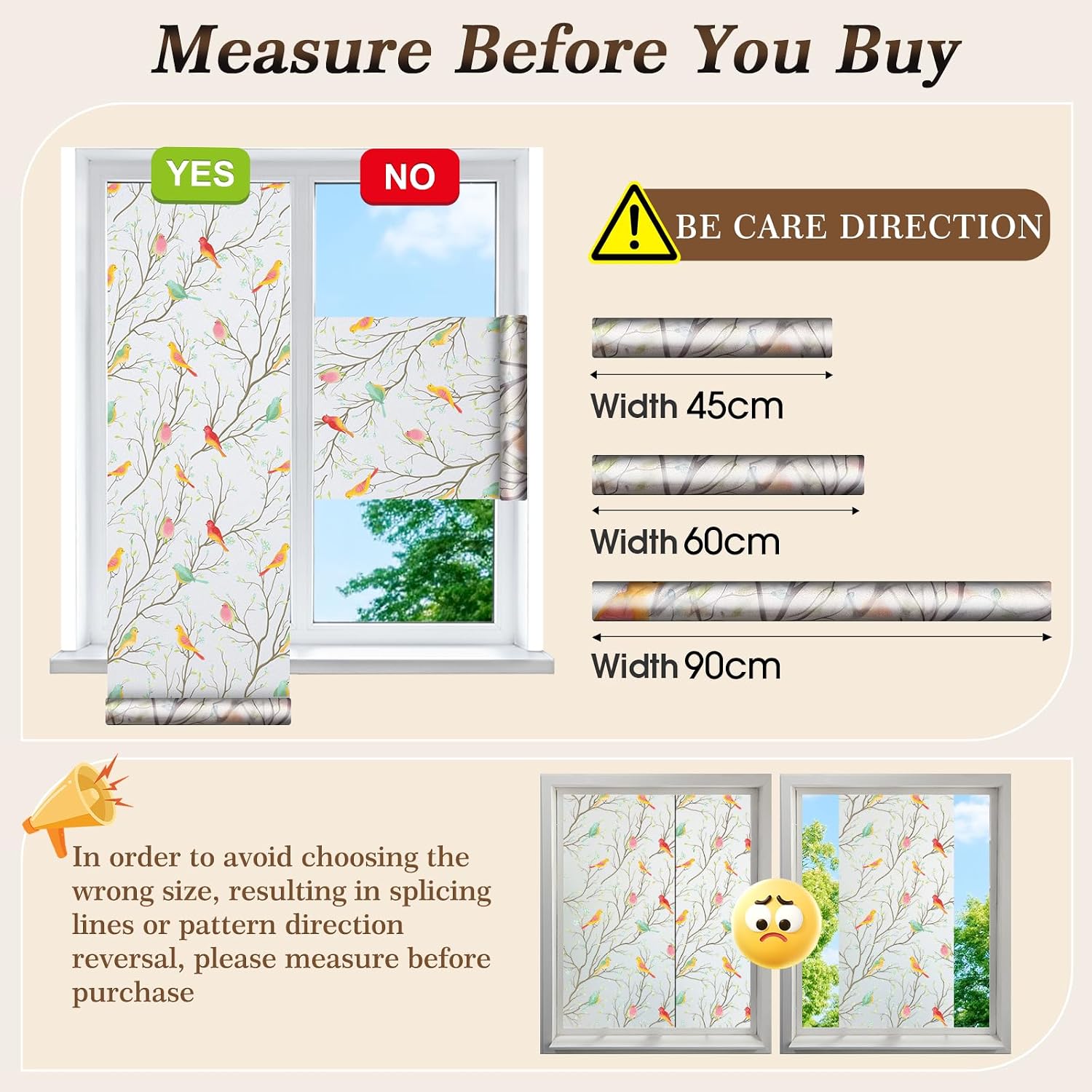 Coavas Stained Glass Window Film, Decorative Frosted Glass Window Privacy Film, Static Cling Non-Adhesive Windows Sticker for Front Door Bathroom Heat Control Anti UV, 45.2 x 157 Inches