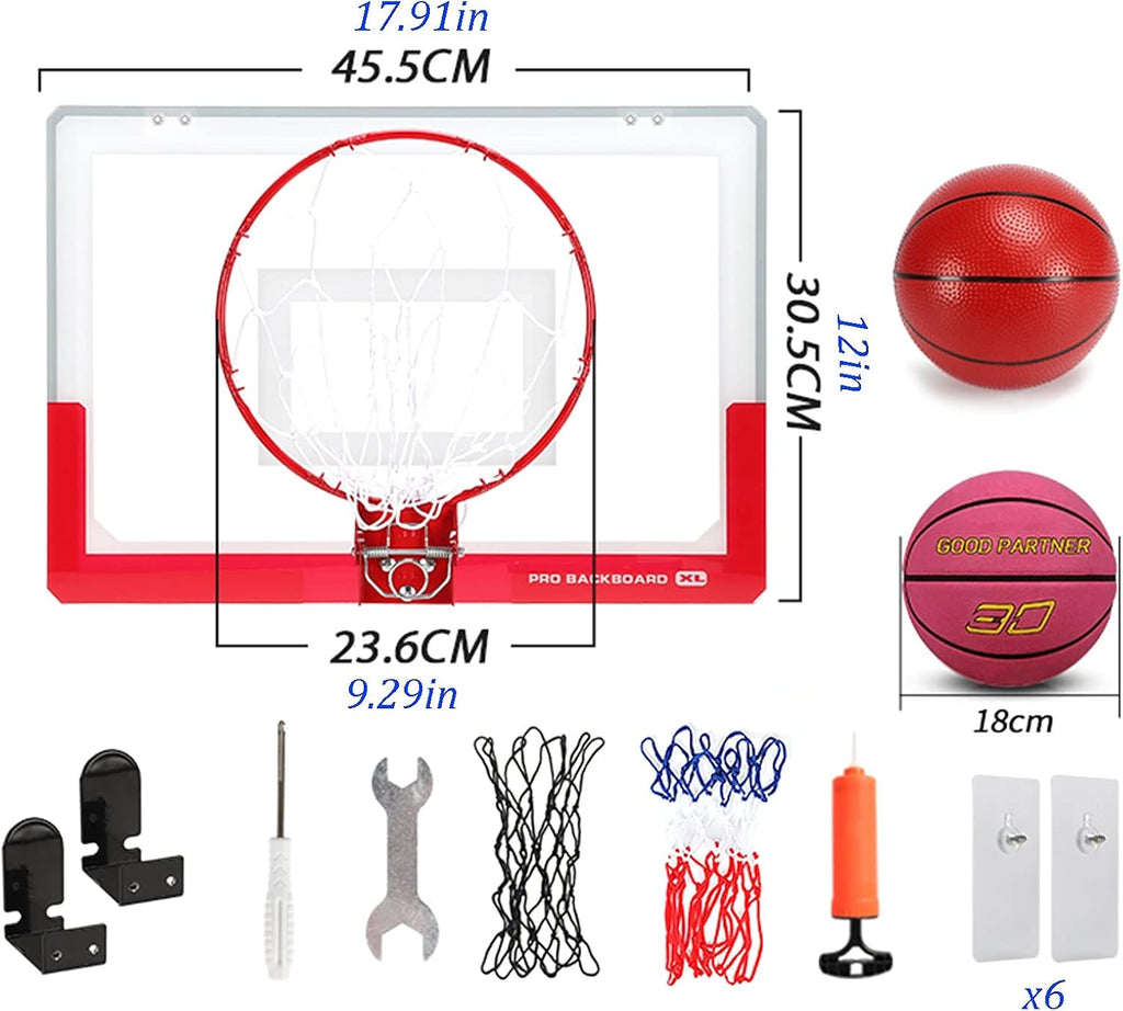 Basketball Rim The Wall-Mounted Basketball Hoop Can Be Folded for Storage, Children's Mini Outdoor Basketball Board (Color : Red, Size : 45.5x30.5cm)