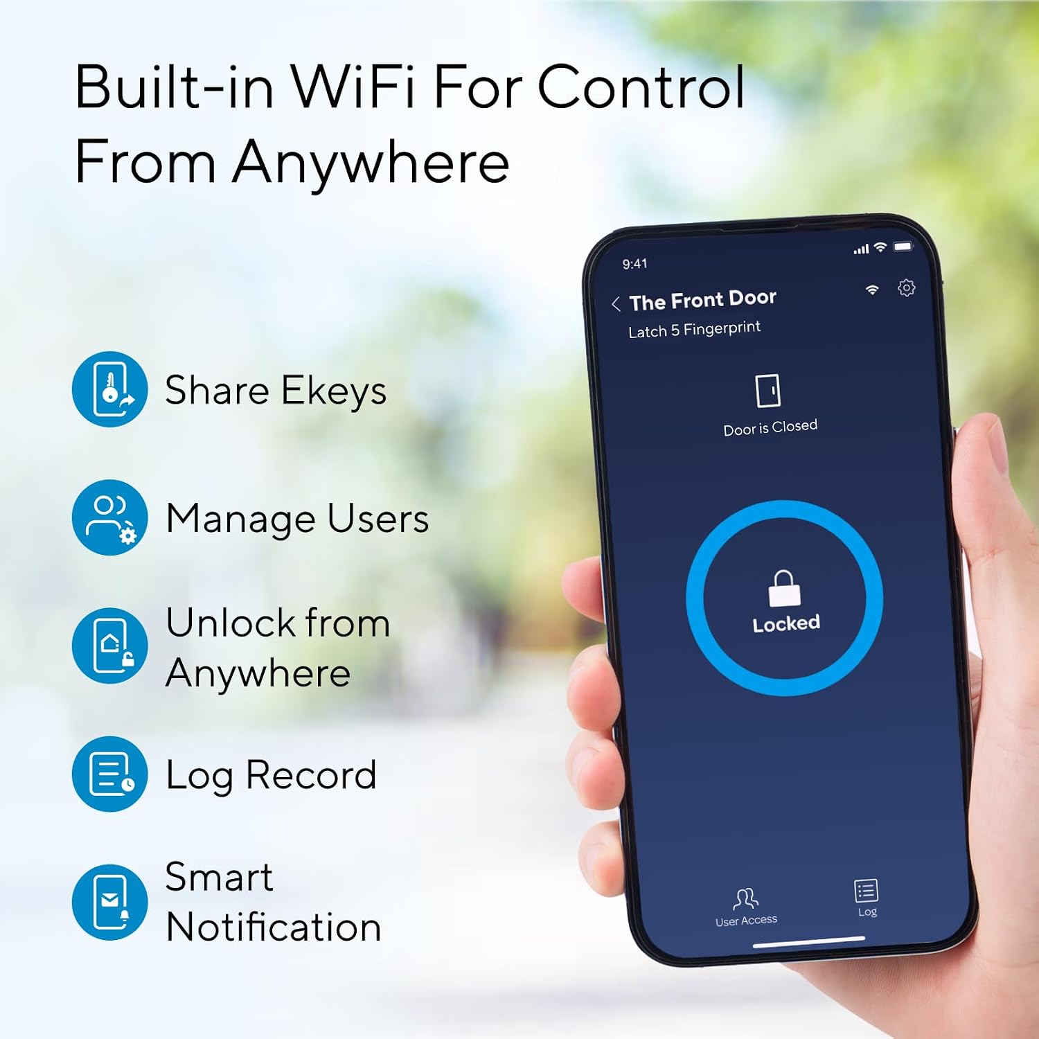 ULTRALOQ Latch 5 Smart Lock, Built-in WiFi 6, Stores Up to 100 Fingerprints, Auto-Lock, Fingerprint Biometric Keyless Entry Door Handle Lock, Auto-Lock, Digital Touchscreen Keypad, App Remote Control