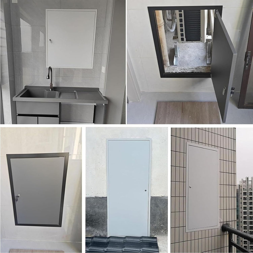 Wall Access Door, Large Channel Panels Metal Inspection Hatch Gate for Ceilings, Electrical, Plumbing, Lockable Drywall Hole Cover Plate(Black Frame,20'x20')