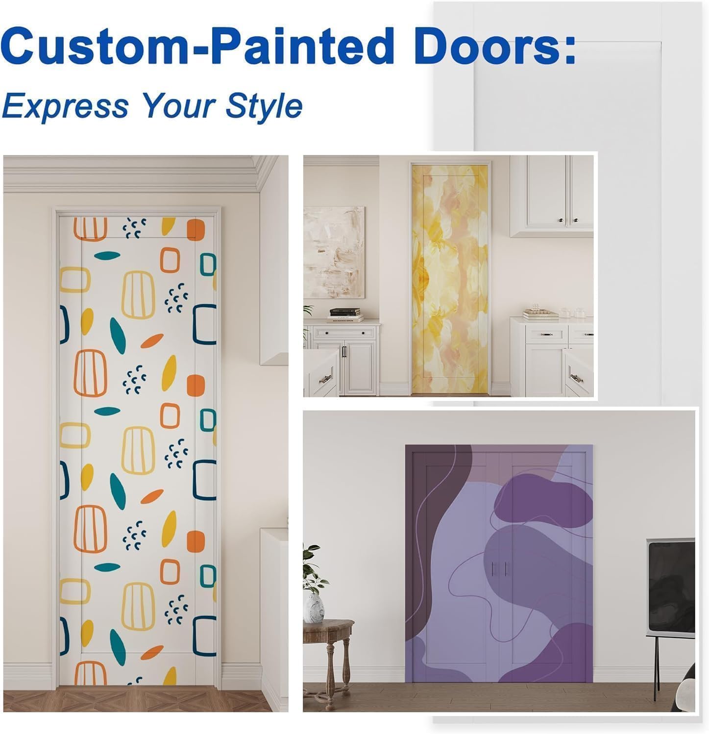 French Door 72' x 80' (Double 36' x 80') 10-Lite Clear Glass Door Slabs with Pre-Hung Jamb, Silver Hinges, Levers and Latch, White Primed, French Interior Doors with Frame, Swing Double Bedroom Doors