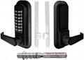 JOUNJIP Single-Sided Keyless Entry Door Lock - Bump Key Proof Mechanical Door Lock with Lever Handle - [Square Spindle] Easier Install - (Matte Black) - Outdoor Gate Lock with Keypad and Passage Mode