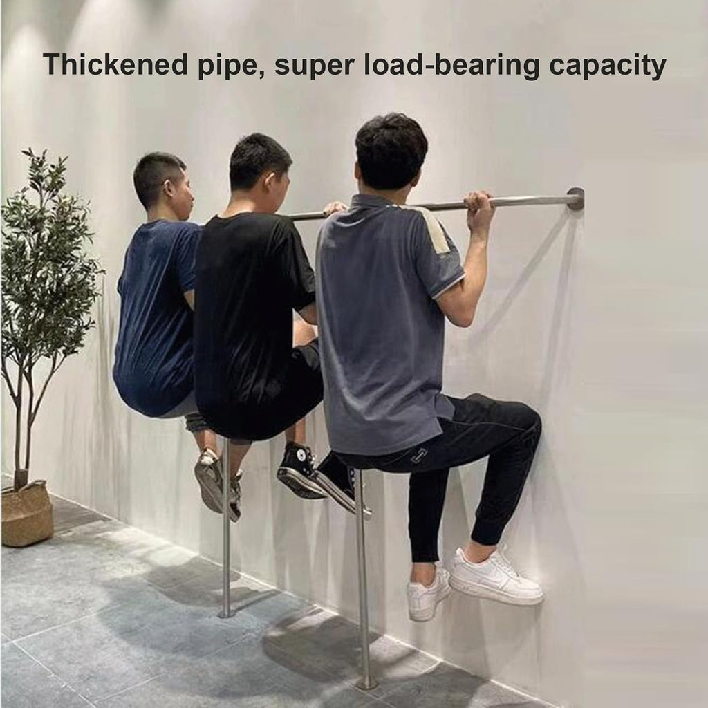 Industrial Pipe Clothing Rack Wall Mounted Garment Display Stand for Heavy Duty Closet Storage Silver T Shaped Retail Clothes Rail Organizer with Towel Hanging