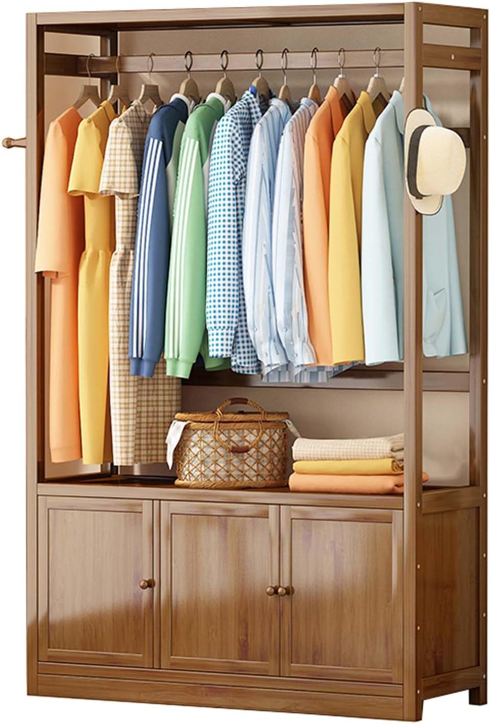 YSUEFIJO Clothes Rack for Hanging Clothes, Heavy Duty Rolling Garment Rack, Freestanding Wardrobe Closet Clothing Rack, Portable Clothes Organizer, for Bedroom, Living Room