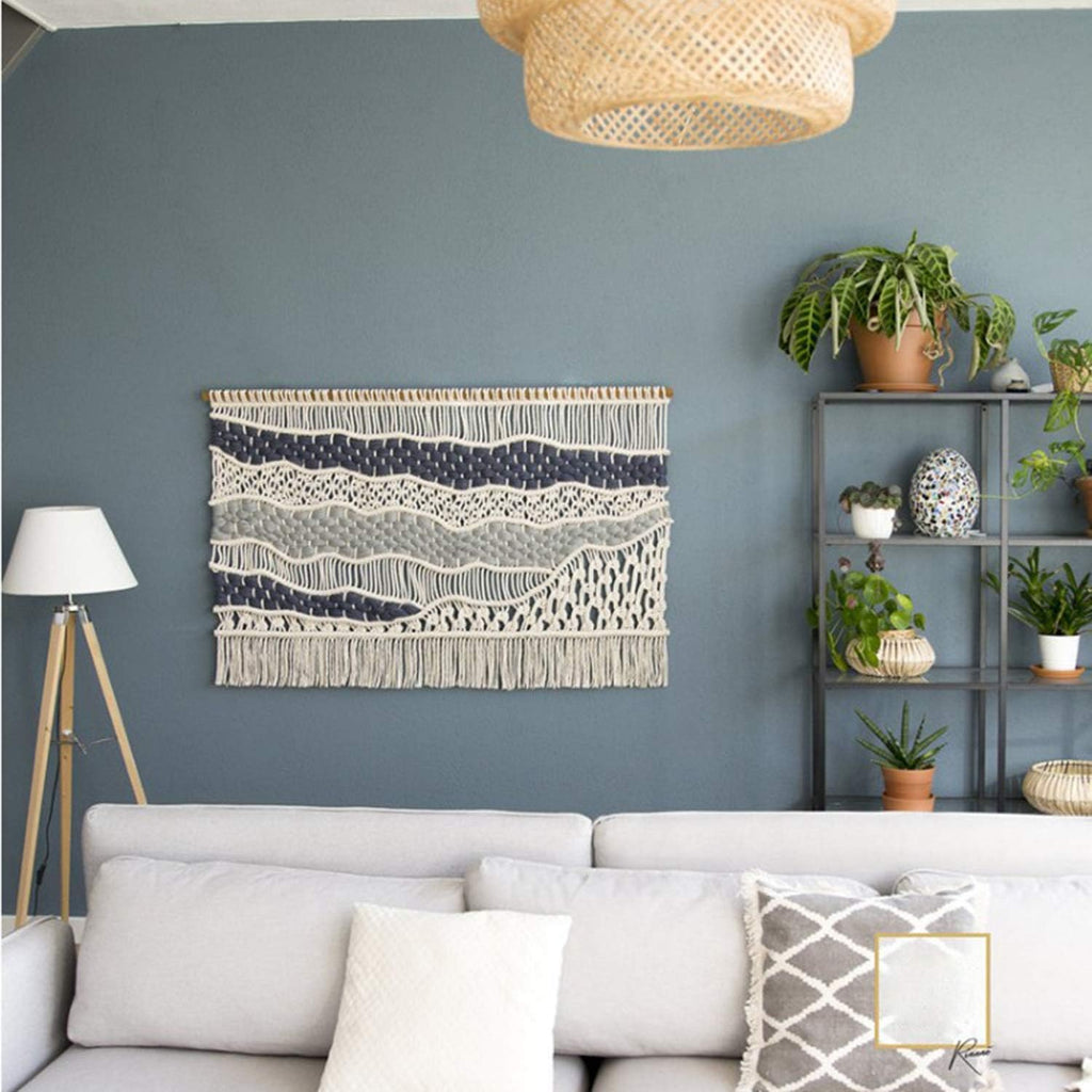 Macrame Wall Hanging Large Art Woven Tapestry,Handmade Macrame Tapestry Bohemian Wall Decor,Textile Wall Hangings Home Decoration for Living Room Nursery Room (A 140 x 90 cm)
