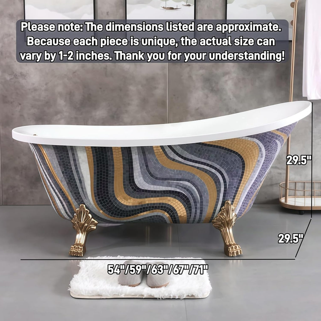 54' Edeyeu Freestanding Bathtub - Solid Surface Soaking Tub with Clawfoot Design, Luxury Free Standing Bathtub for Spa Bathroom, Extra Deep Soaker Tub, A