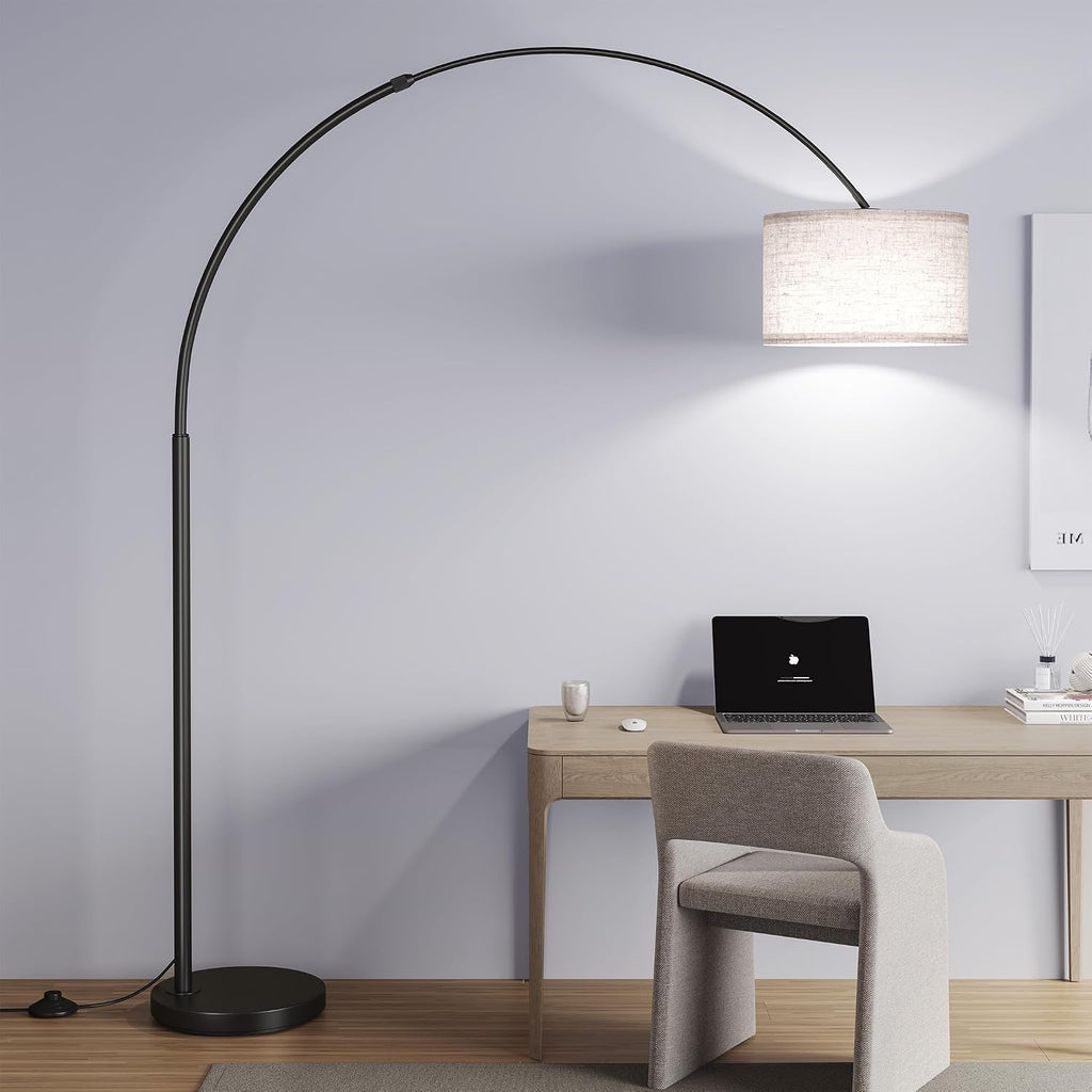 SUNMORY 82' Tall Arc Floor Lamps for Living Room, Large Floor lamp with Length Adjustable, Modern Curved Floor lamp, Corner Lamp for Dining Room, Office, Black