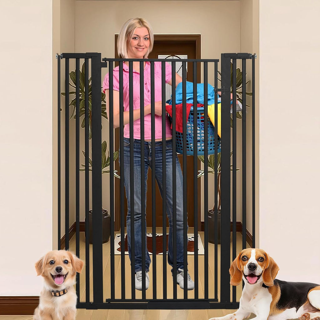 SHYUJAJIE 55 Inch Extra Tall Pet Gate for Cats,29.92'-43' Adjustable Wide Dog Gates,Pressure Mounted Walk Through Tall Pets Gate for Doorways,Hallway,Stairs(Black)