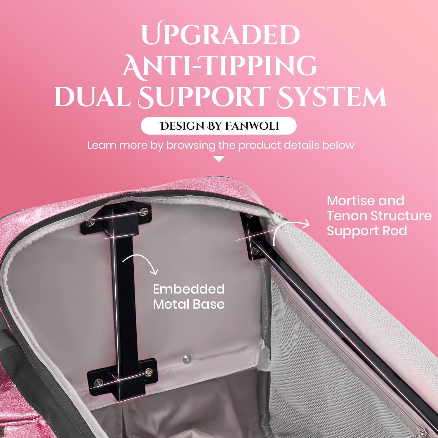 Fanwoli 23' Dance Bag with Garment Rack | Glittering Waterproof Fabric & Upgraded Stable System | Shine-Bright Collection | Ideal Competition Duffle Bag for Dancer Athlete Cheerleader Little Princess
