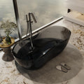 Freestanding Bathtub - Crystal Clear Solid Surface Soaker Tub, Extra Deep Stand Alone Freestanding Bathtubs Made of Natural Resin, Elegant Solid Surface Bathtub (68',Black)