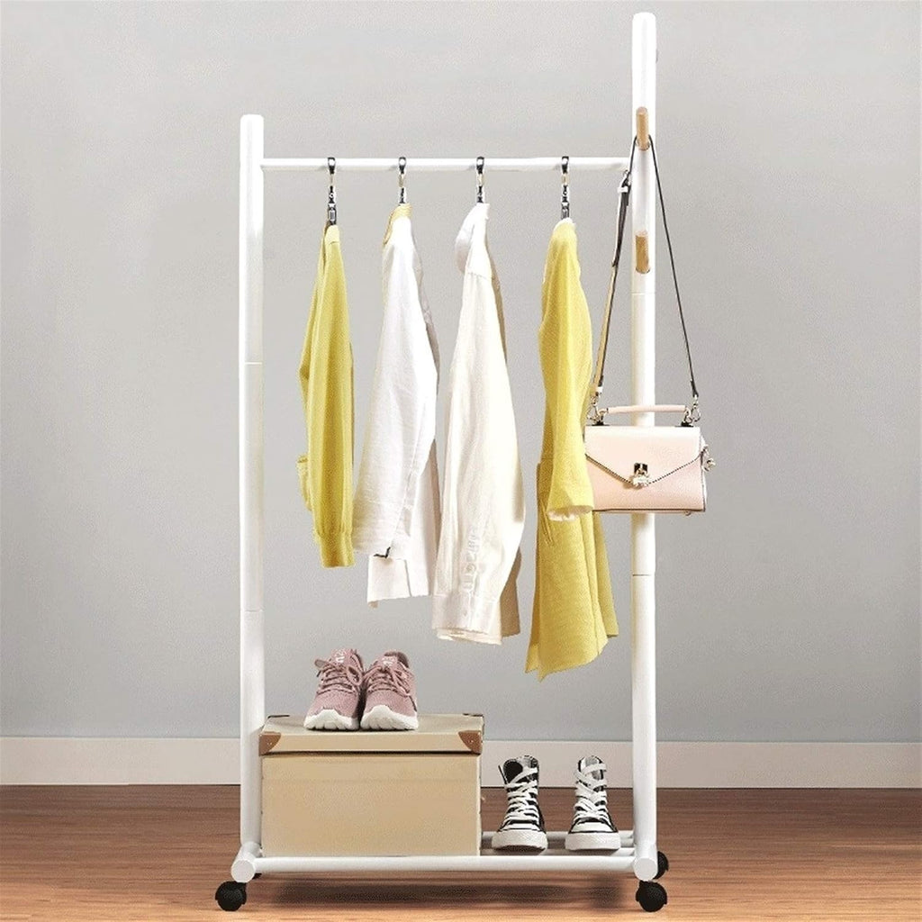 Coat Rack with Universal Wheel Floor Type Home Living Room Bedroom Simple Hanger Combination Multifunctional Coat Rack (white)