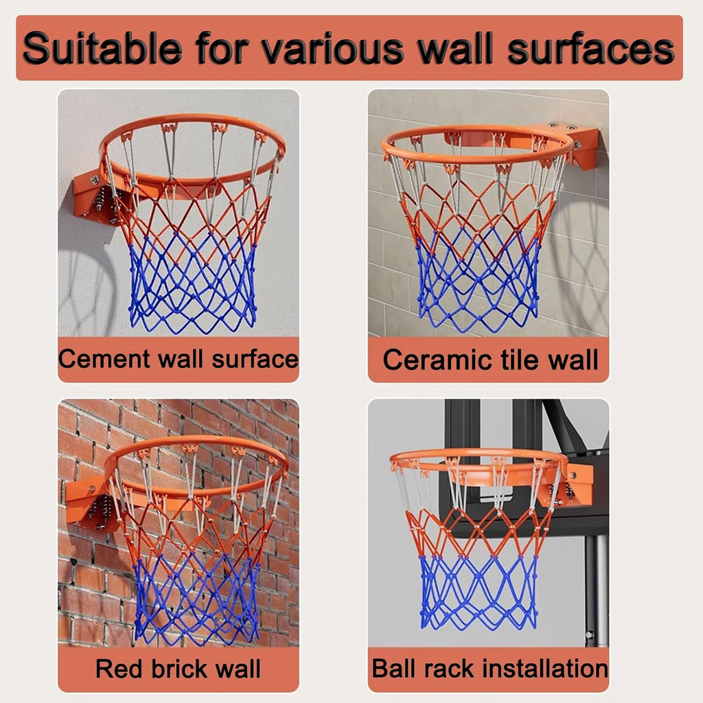 Backboard Breakaway Wall Mounted Basketball Rim，Mini Indoor Basketball Hoop with All-Weather Net，for Gym Garage