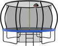 Lyromix 12 14 15 16FT Outdoor Trampolines for Kids and Adults, Pumpkin Trampolin with Curved Poles, Recreational Trampolin with Basketball Hoop and Safety Enclosure Net for Kids and Adults