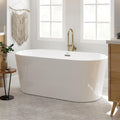 FerdY Shangri-La 59' Freestanding Bathtub, Classic Oval Shape Acrylic freestanding tub Modern White, cUPC Certified, Chrome Drain& Bath Pillow for Bathtub,Thick Tub Pillows, Breathable 4D Air Mesh