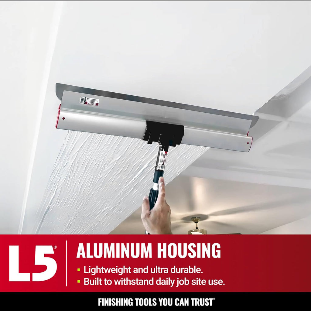 LEVEL5 Drywall Skimming Blade Set | 7, 10 & 16 Inch Skimming Blades, 37-63 Inch Extension Handle | Aluminum Body & Stainless Steel Blade | For Smoothing Walls and Ceilings | 5-439