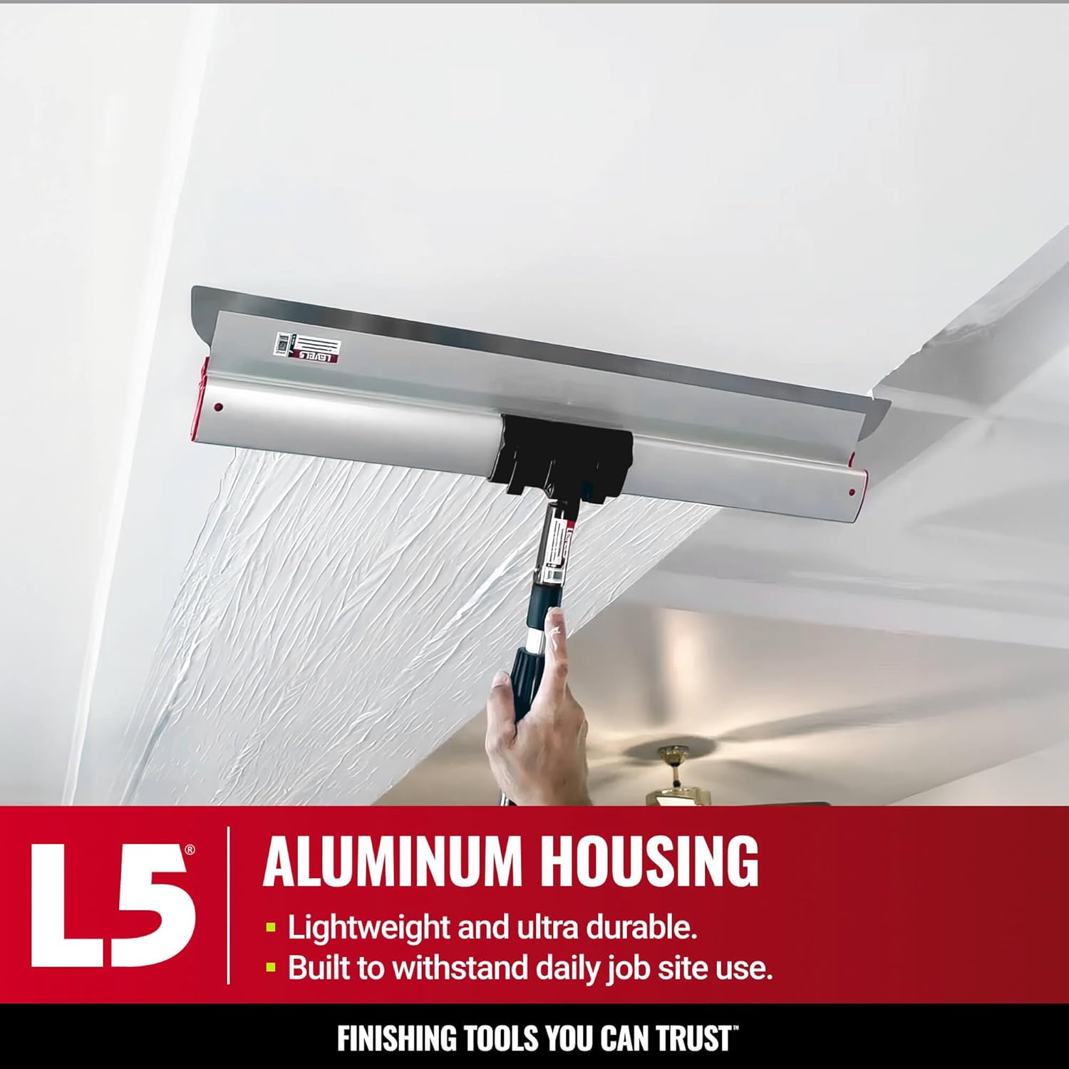 LEVEL5 Drywall Skimming Blade Set | 7, 10 & 16 Inch Skimming Blades, 37-63 Inch Extension Handle | Aluminum Body & Stainless Steel Blade | For Smoothing Walls and Ceilings | 5-439