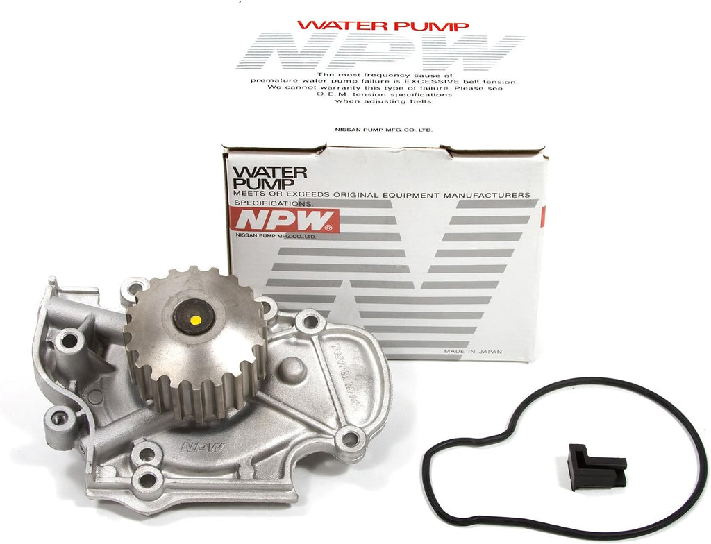 Evergreen TBK244MVCN Compatible With/Replacement For 94-02 Honda Accord Acura Odyssey Isuzu Oasis 2.2 2.3 SOHC F22B1 F23A1 F23A4 F23A5 F23A7 Timing Belt Kit Valve Cover Gasket NPW Water Pump