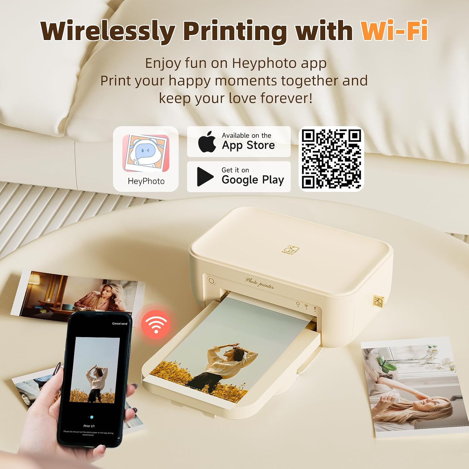 HPRT CP4100 Photo Printer - Plus 4x6 Bluetooth Instant Picture Printer with 20 Sheets & Ribbon - Wi-Fi, Premium Dye Sublimation - 300 DPI Display Resolution - Editing App for Fun, Creative Photos
