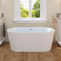 FerdY Shangri-La 55' Acrylic Freestanding Bathtub, Classic Oval Shape Soaking Bathtub with Toe-Tap Chrome Drain and Classic Slotted Overflow Included, Modern White, cUPC Certified