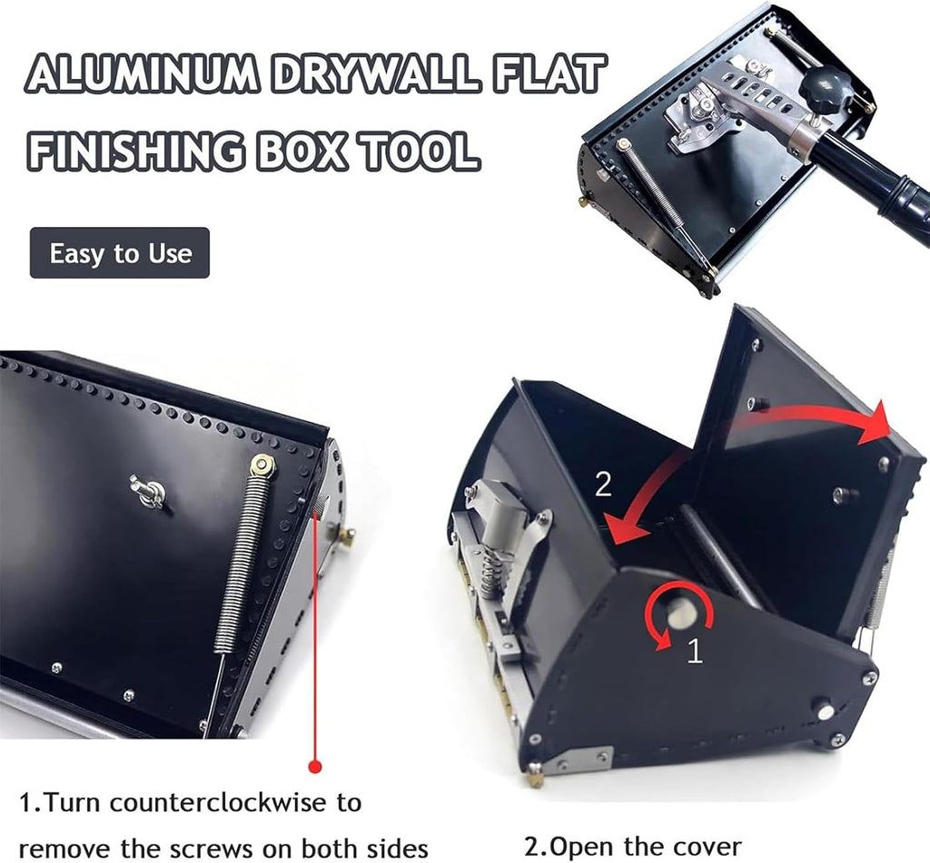 Professional Drywall Finishing Kit - 8/10/12 Inch Taping Tools with Large Capacity Putty Cans & Adjustable Handle (106-165 cm) for Smooth Wall Finishes