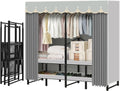 Portable Closet Rack Heavy-Duty Foldable Garment Racks with Cover 1200lbs Enclosed Wardrobe Closet with Independent Area for Hanging Clothes Storaging of Bedding (59in*20in*67in)