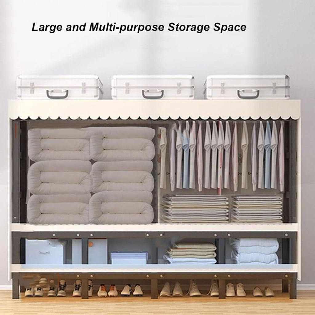 Foldable Portable Garment Rack, Heavy Duty Clothes Rack with Cover Loads 1100 LBS Clothing Racks for Hanging Clothes Metal Clothes Rack Free Standing & Portable Closet Wire Garment Rack(76.8inch/195cm