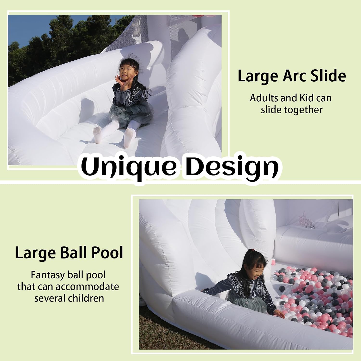 16FT Commercial White Bounce House for Kids & Adults - 16x14x10.5 FT Heavy Duty 100% PVC Wedding Inflatable Bouncer with Slide & Ball Pit, Large Jumping Castle with Blower for Party Photo Booth(16FT)