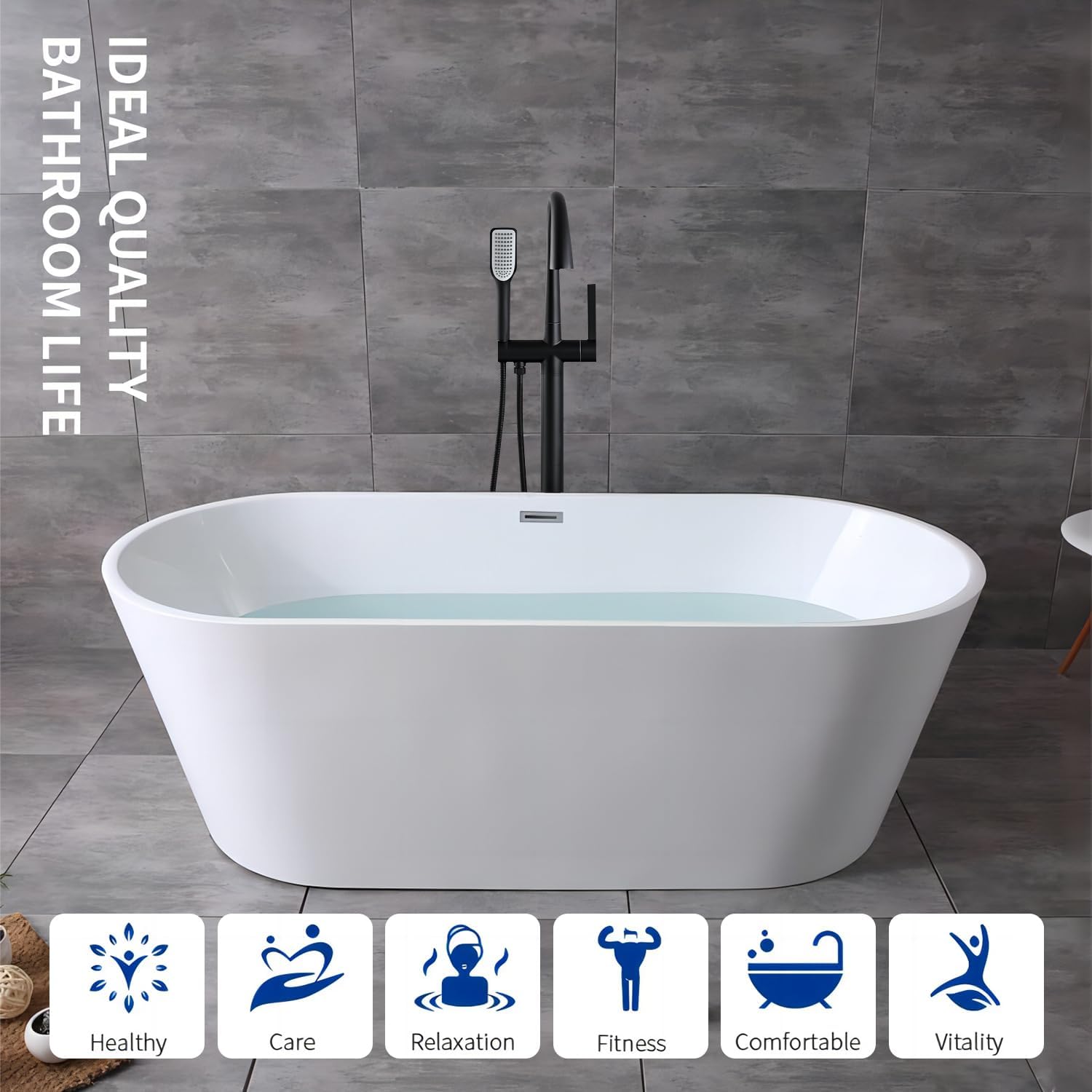 Replacement Freestanding Bathtub for BATHLET, 67'' x 29.5'' Freestanding Soaking Acrylic Bathtub