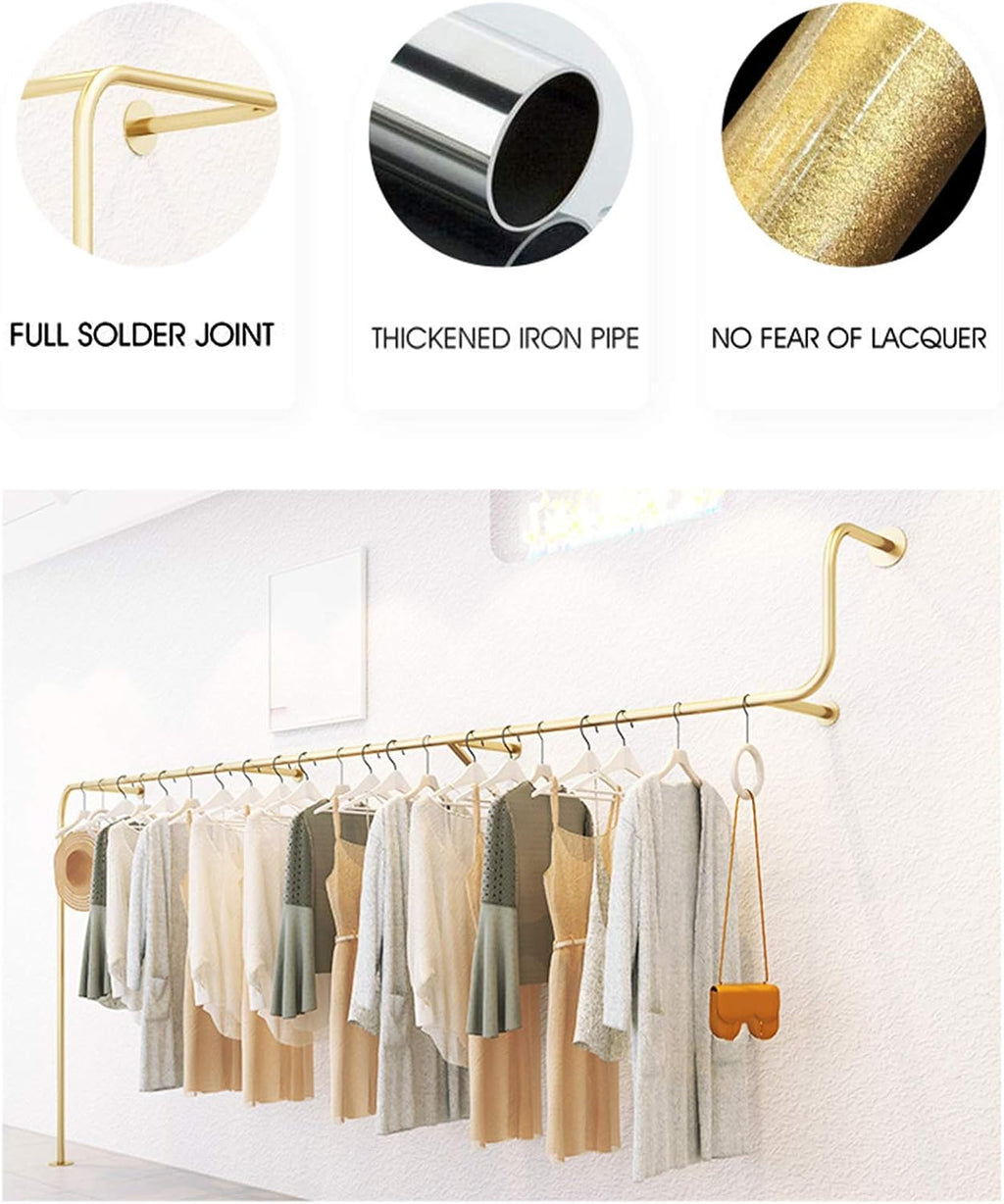 Iron Metal Clothing Store Wall Mounted Display Racks Racks Silver,Men's Women's Children's Retail Commercial Clothing Hanging Rod Garment Rack Ceiling Hange(B-300Cm