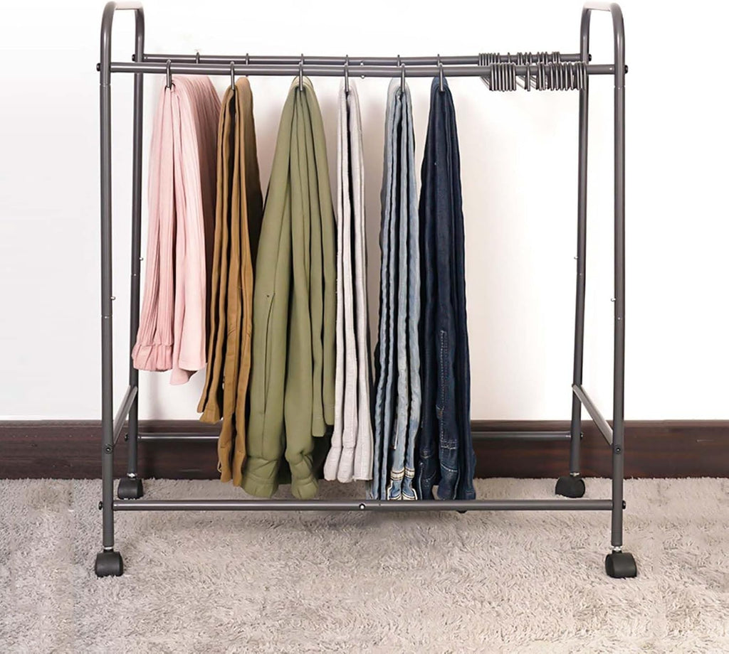 Display Stand Pants Hangers Rolling Trolley Trousers Rack, Floor Standing Jeans Hangers Metal Scarves Rack Clothing Closet Organizer Shelf Blanket Rack (L60*W33*H70CM