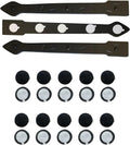 The Rustic Express - Self Adhesive 3 Iron Straps 18' & 20 Round Clavos 1-3/2' - Decorative Hinges & Clavos for Farm, Fiberglass, Metal, Wooden Gate Hinge and Garage Door Hardware - Black