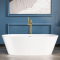Sarlai 67 Inch Acrylic Freestanding Soaking Bathtub Contemporary Soaking White Tub Stand Alone Ergonomic Bathtub with Chrome Drain and Overflow