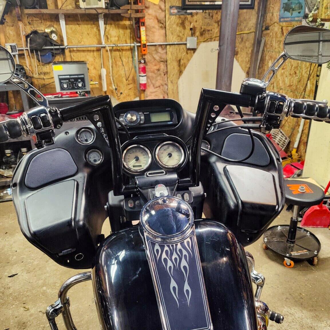 WSays 12' Rise Handlebar Ape Bar 1-1/4' Diameter Bar Compatible with Harley Sportster XL 1200 883 Softail Dyna Touring Road King 1994-2022 and Road Glide 1998-2013 Models, Black