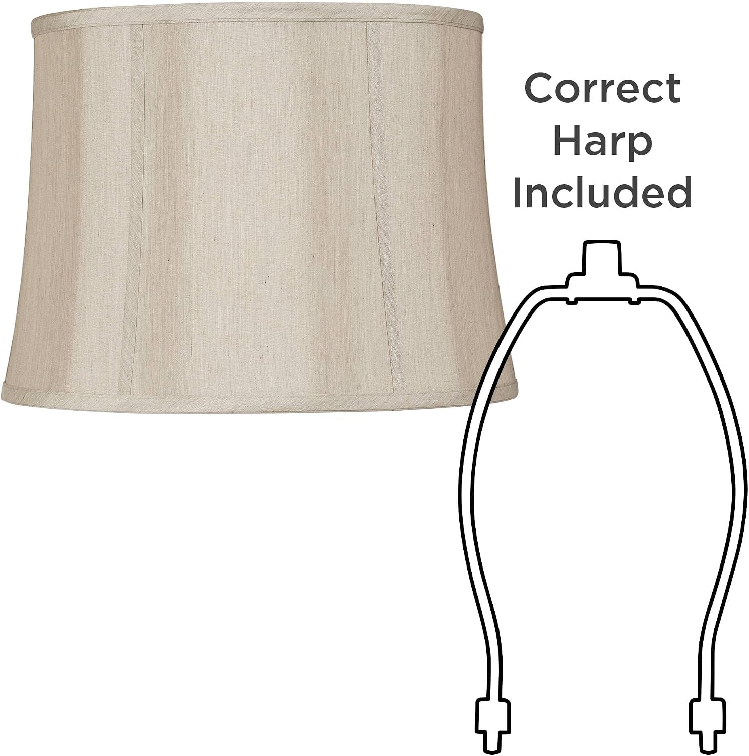Set of 2 Softback Drum Lamp Shades Taupe Large 14' Top x 16' Bottom x 12' Slant x 12' High Spider with Replacement Harp and Finial Fitting - Springcrest