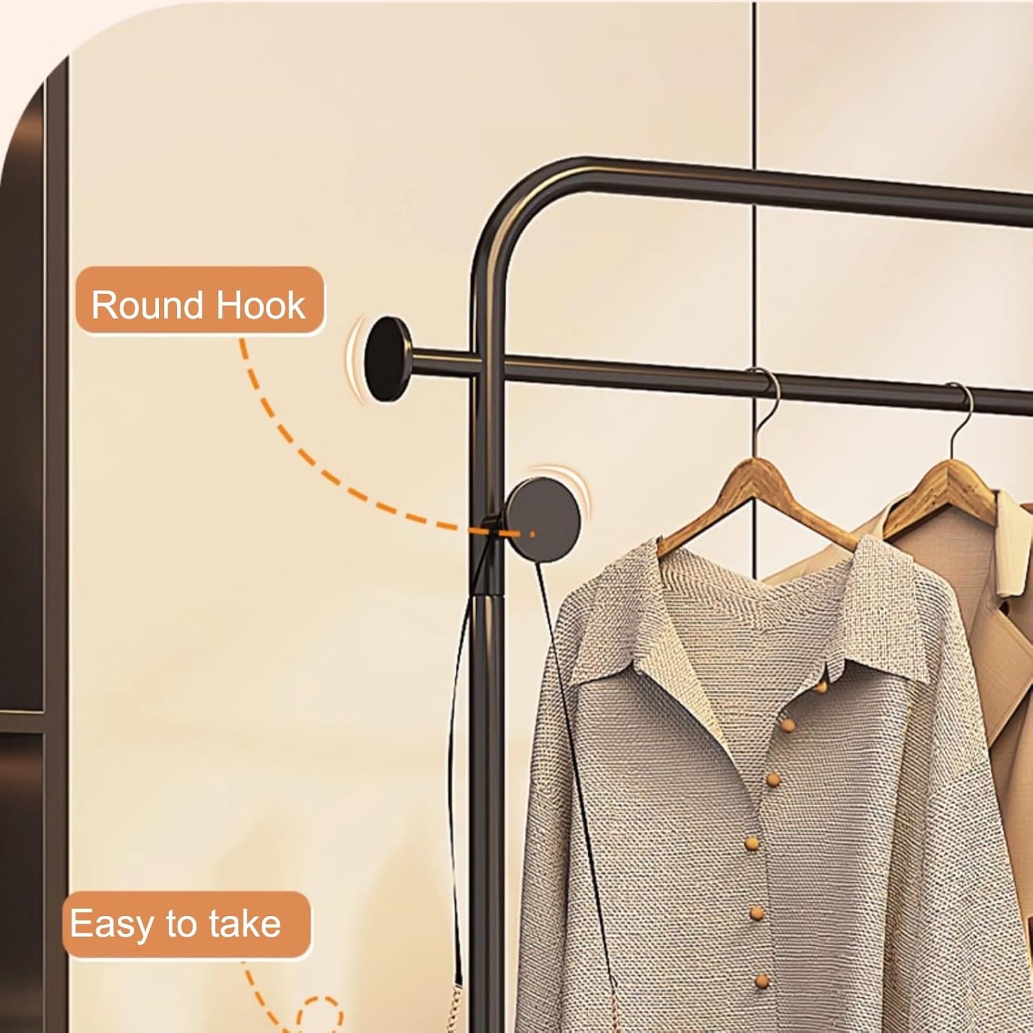 Standing Rolling Clothing Rack, Clothes Rack, for Hanging Clothes Rack, for Hanging Organizers Clothes Shoes Bags Scarf Neckties Ideal, Rolling Garment Rack with Shelf(Black,80cm/31.5in)
