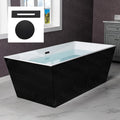 WOODBRIDGE 67' Acrylic Freestanding Bathtub Contemporary Soaking Black Tub with Matte Black Overflow and Drain，BTA1812-MB