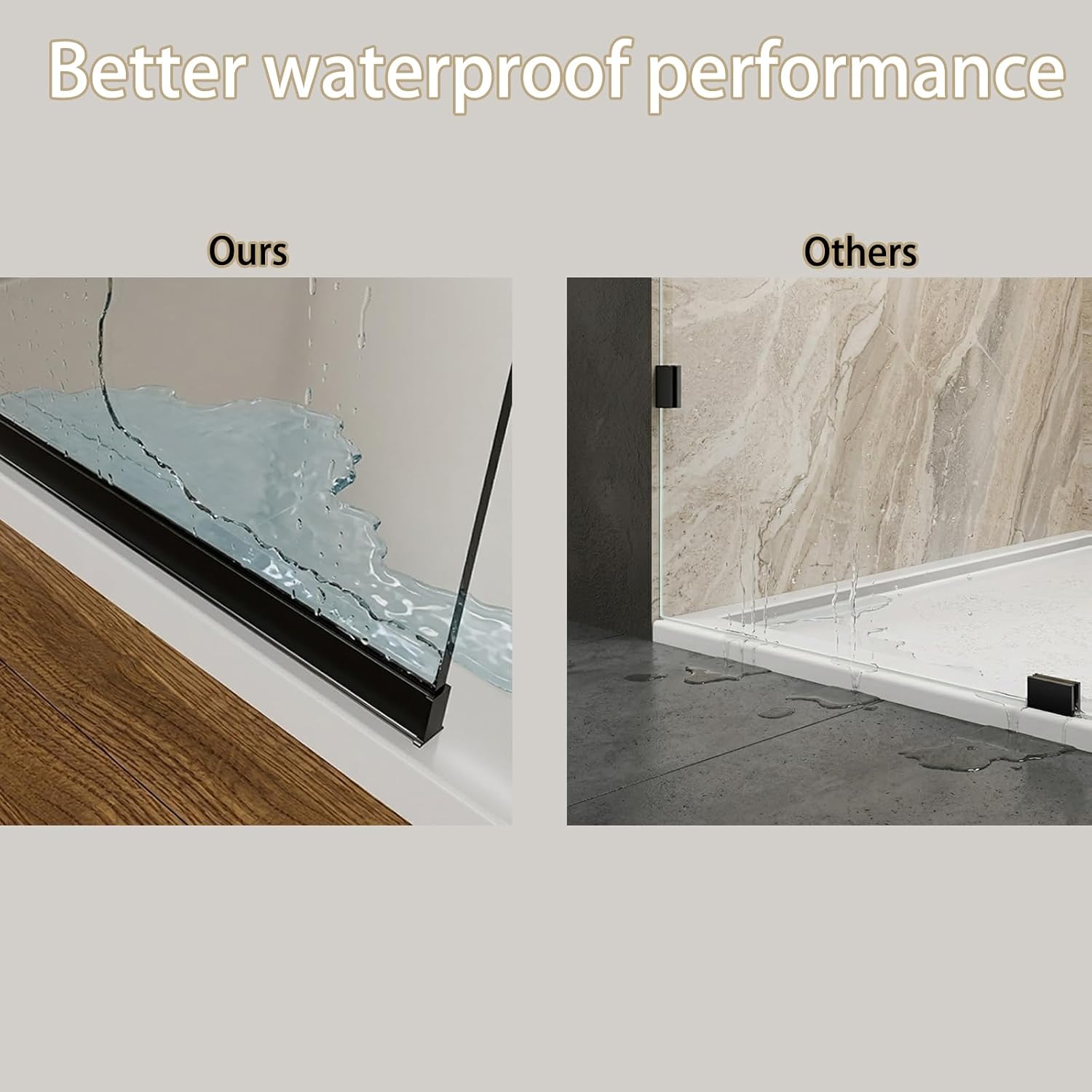 Shower Screen 36' x 76' Half Frameless Shower Wall Panel, Tempered Glass 3/8 inch, Easy to clean Coating, Fixed Glass Shower Door with Hardware (Matte Black with Towel Bar, 36' W X 76' H)