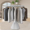 360° Rotatable Round Garment Rack, Heavy Duty Multi-Purpose Retail Round Clothes Rack for Coat, Home Floor-Standing Clothing Organizer, Display Clothes Rack for Boutiques,White,60x135cm