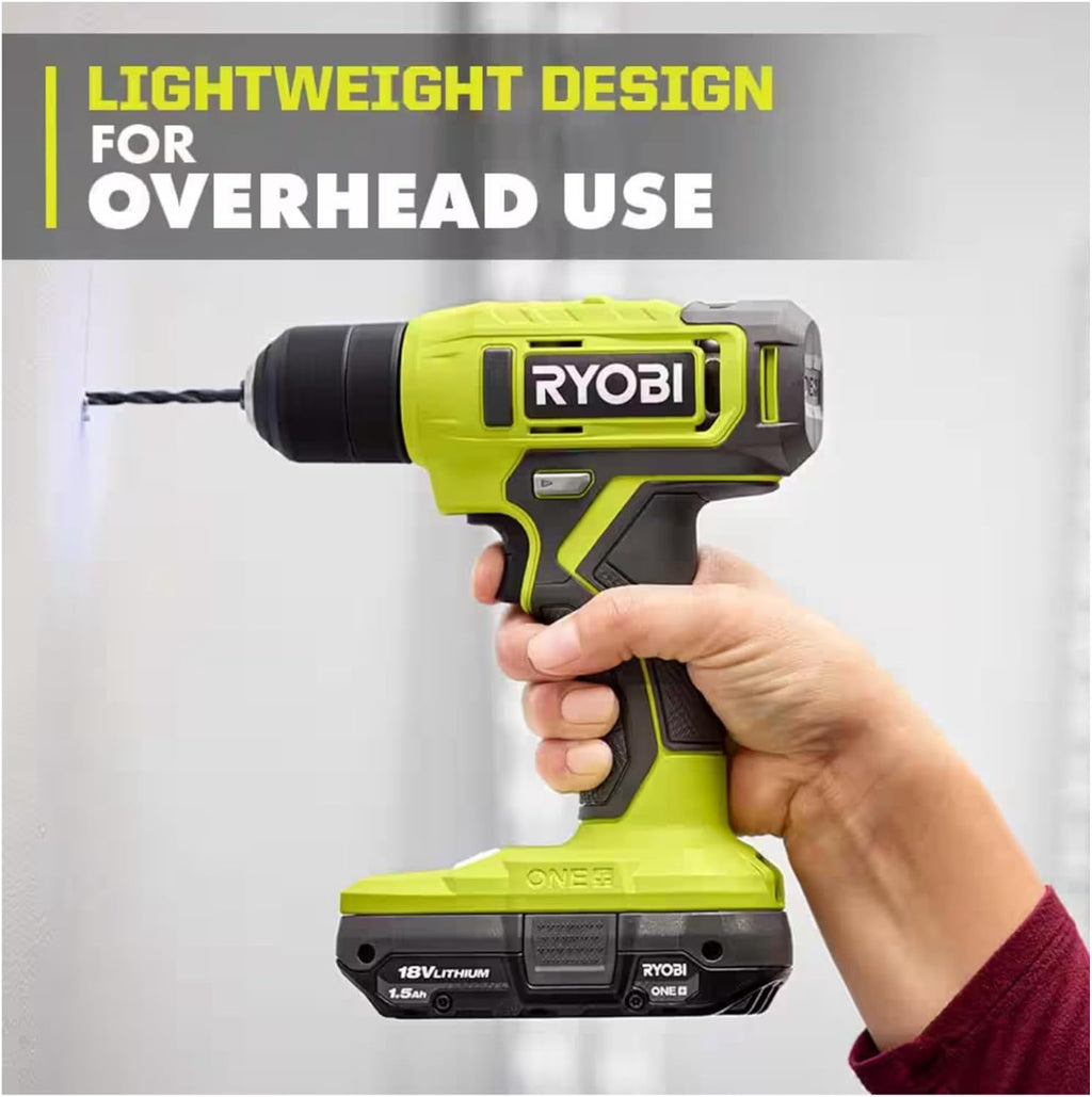 Ryobi ONE+ 18V Drill Kit with Battery, Charger, Bit Set & Bag