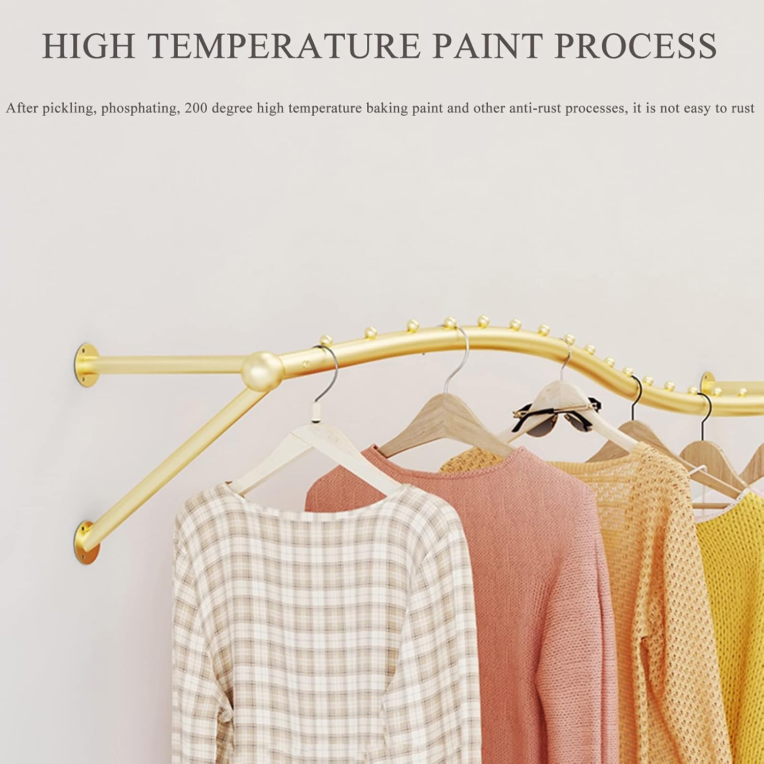 Wall Mounted Clothing Rack Display Stands Wall Mount Clothes Rod Clothes Store Garment Racks Hanger Commercial Hanging Organizer Storage Shelf for Retail Or(A-80cm/31.5inch