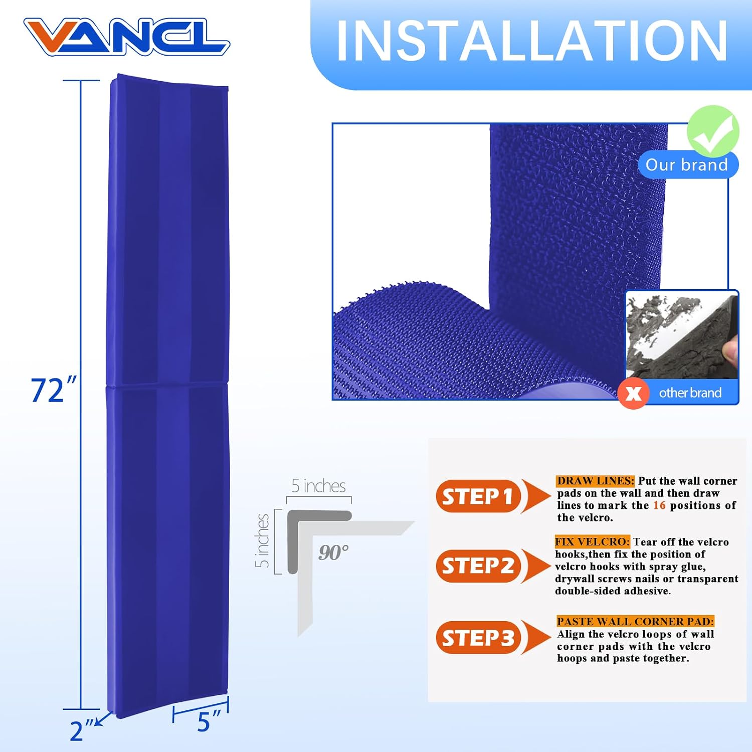 Padding Corner Guards - Heavy Duty Wall Corner Protection Padding Safety Edge Protectors - Durable 2 Sides