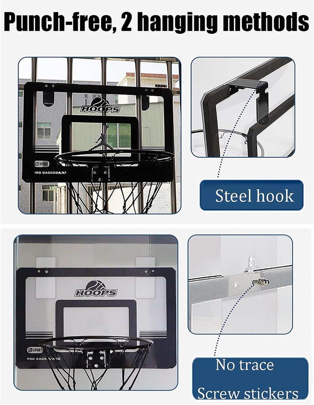 Basketball Rim Indoor Wall-Mounted Basketball Hoop,Children's Adult Mini Basketball Board,Interesting Fitness Training Equipment (Size : 59x40cm)