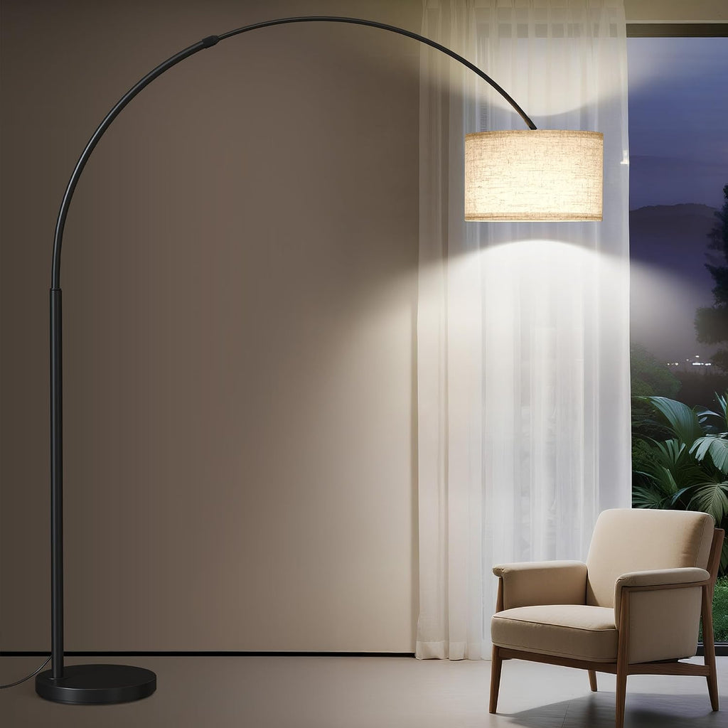 SUNMORY 82' Tall Arc Floor Lamps for Living Room, Large Floor lamp with Length Adjustable, Modern Curved Floor lamp, Corner Lamp for Dining Room, Office, Black